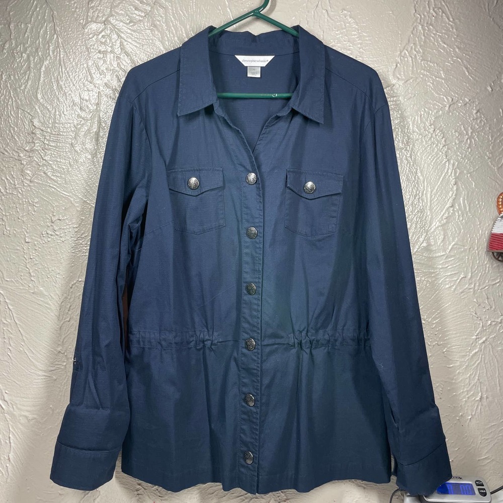 Christopher & Banks roll sleeve blue jacket size XL